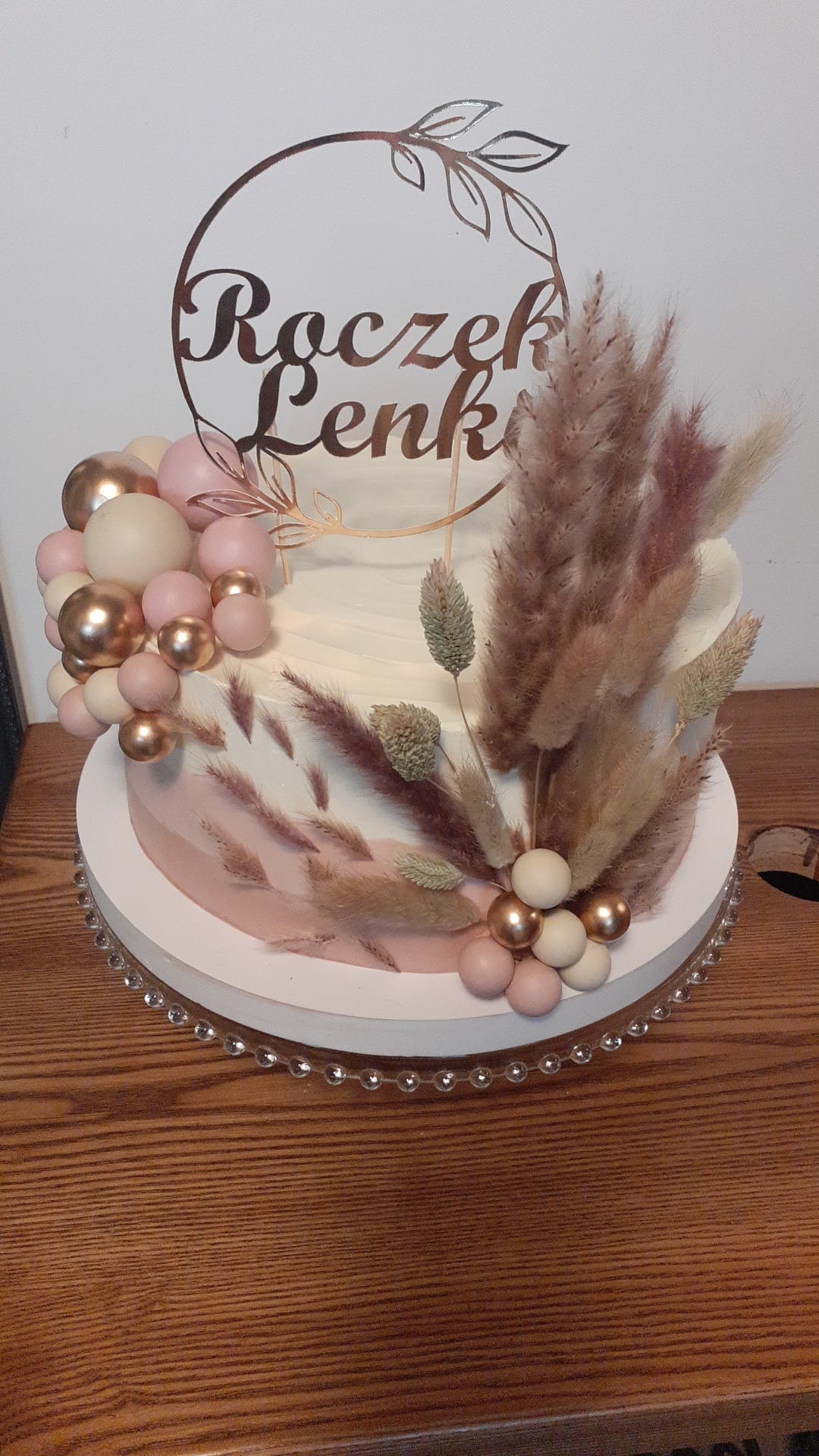 Tort Roczek Lenki — boho z trawami pampasowymi — Cieszyn