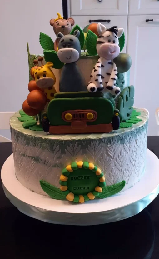 Tort Roczek Safari z żyrafą i zebrą — Cake Time Cieszyn